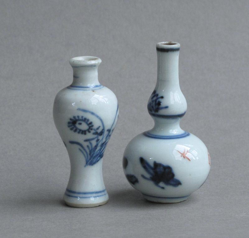 Two miniature Chinese 'doll's house' vases, Kangxi or Yongzheng