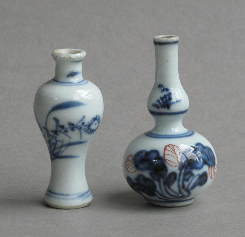 Two miniature Chinese 'doll's house' vases, Kangxi or Yongzheng