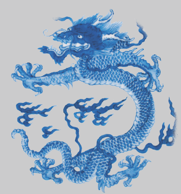 Dragon from a Kangxi mark and period dish